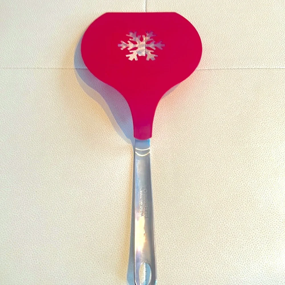 Crate & Barrel Oversized Snowflake Spatula-Red Kitchen Utensil Flapjack Pancake